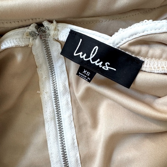 Lulu's Cream and White Scalloped Mini Dress - Picture 8 of 10